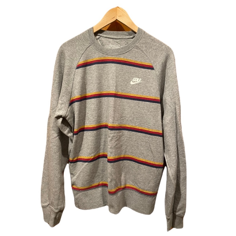 EUC Nike Mens Golf Stripe French Terry Fleece Crew Preppy Small